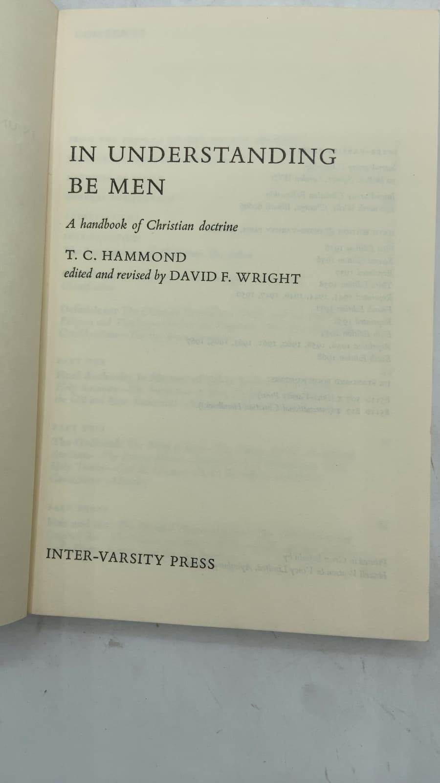 In Understanding Be Men: A handbook of Christian doctrine by T. C. Hammond - title page