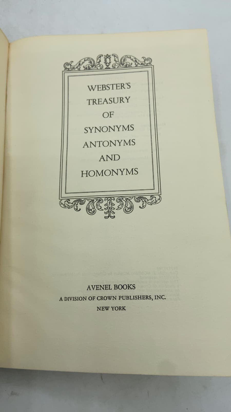 Webster's Treasury OF Synonyms Antonyms AND Homonyms - title page