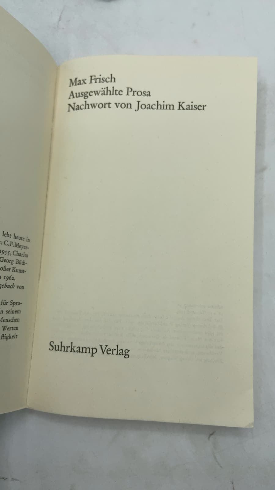 Ausgewählte Prosa by Max Frisch - title page