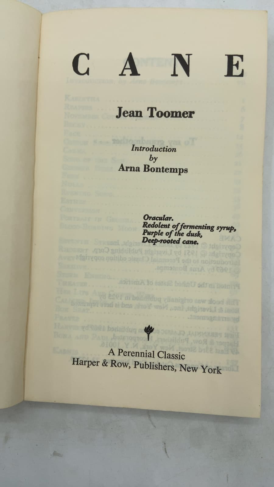 Cane by Jean Toomer - title page