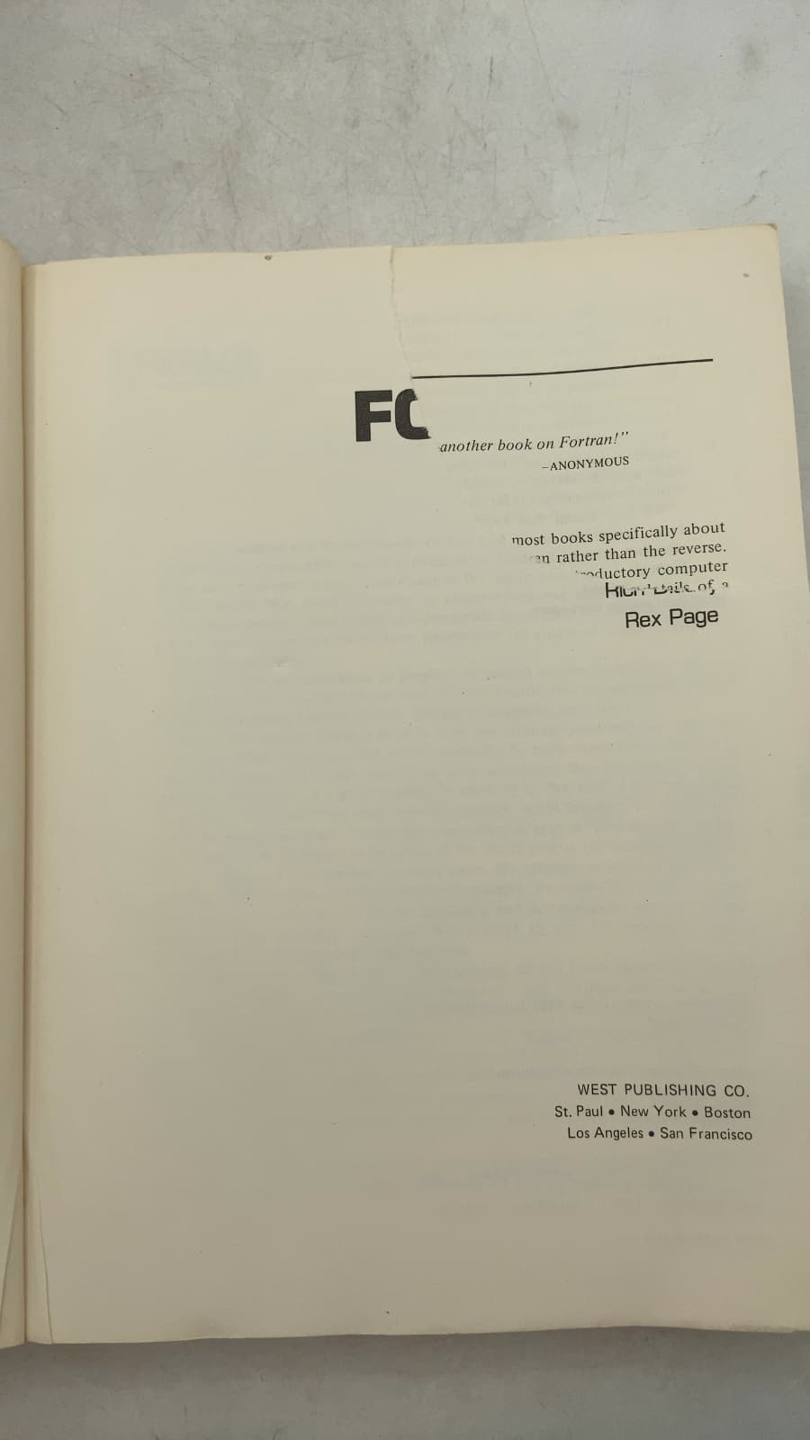Fortran FOR Humans by Rich Diddary, Rex Page - title page