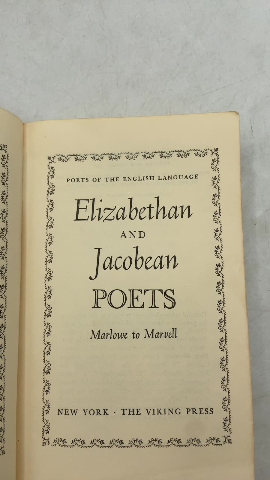 Elizabethan and Jacobean Poets: Marlowe to Marvell by Edited by W. H. Auden and Norman Holmes Pearson - title page