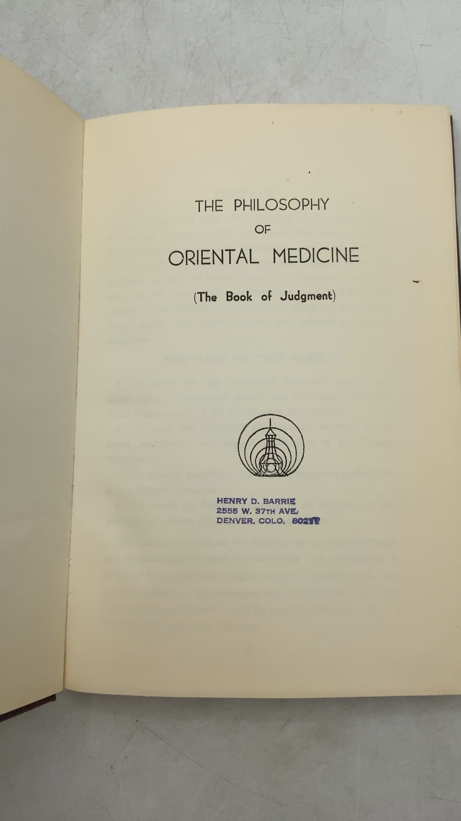 The Philosophy of Oriental Medicine (The Book of Judgment) by Georges Ohsawa - title page