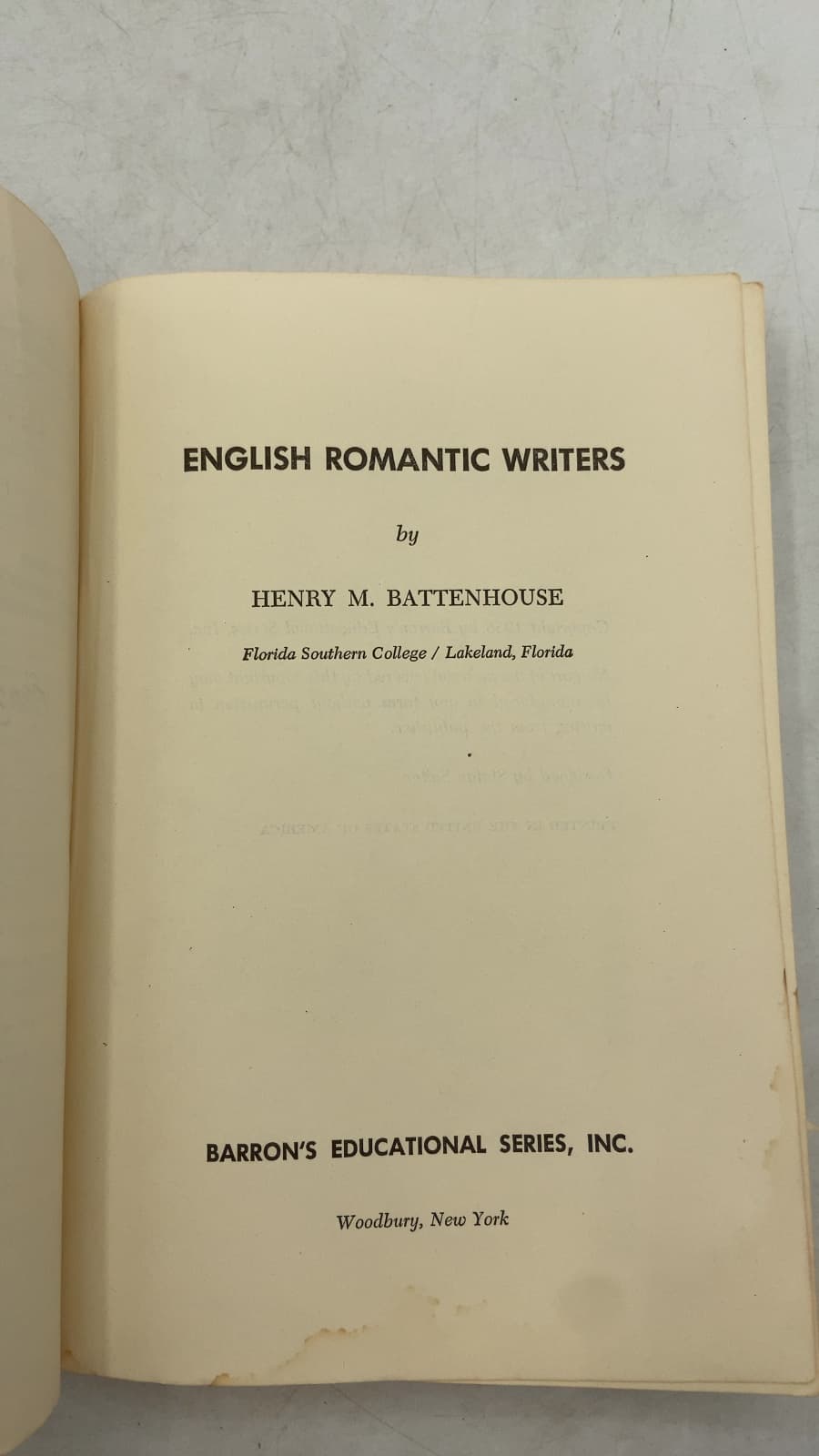 English Romantic Writers by Henry M. Battenhouse - title page