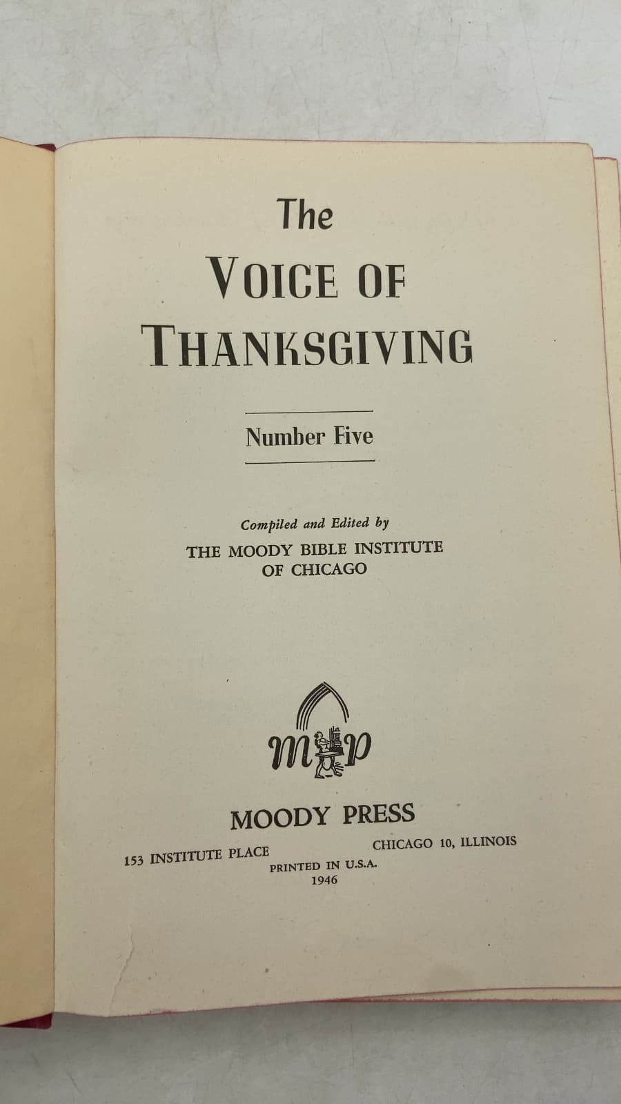 The Voice of Thanksgiving Number Five by The Moody Bible Institute of Chicago - title page