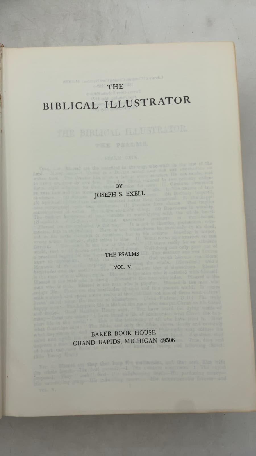 The Biblical Illustrator: The Psalms Vol. V by Joseph S. Exell - title page