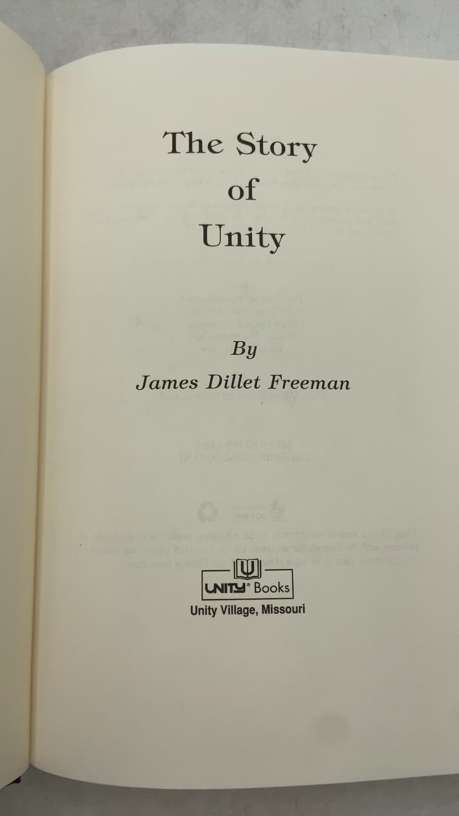 The Story of Unity by James Dillet Freeman - title page