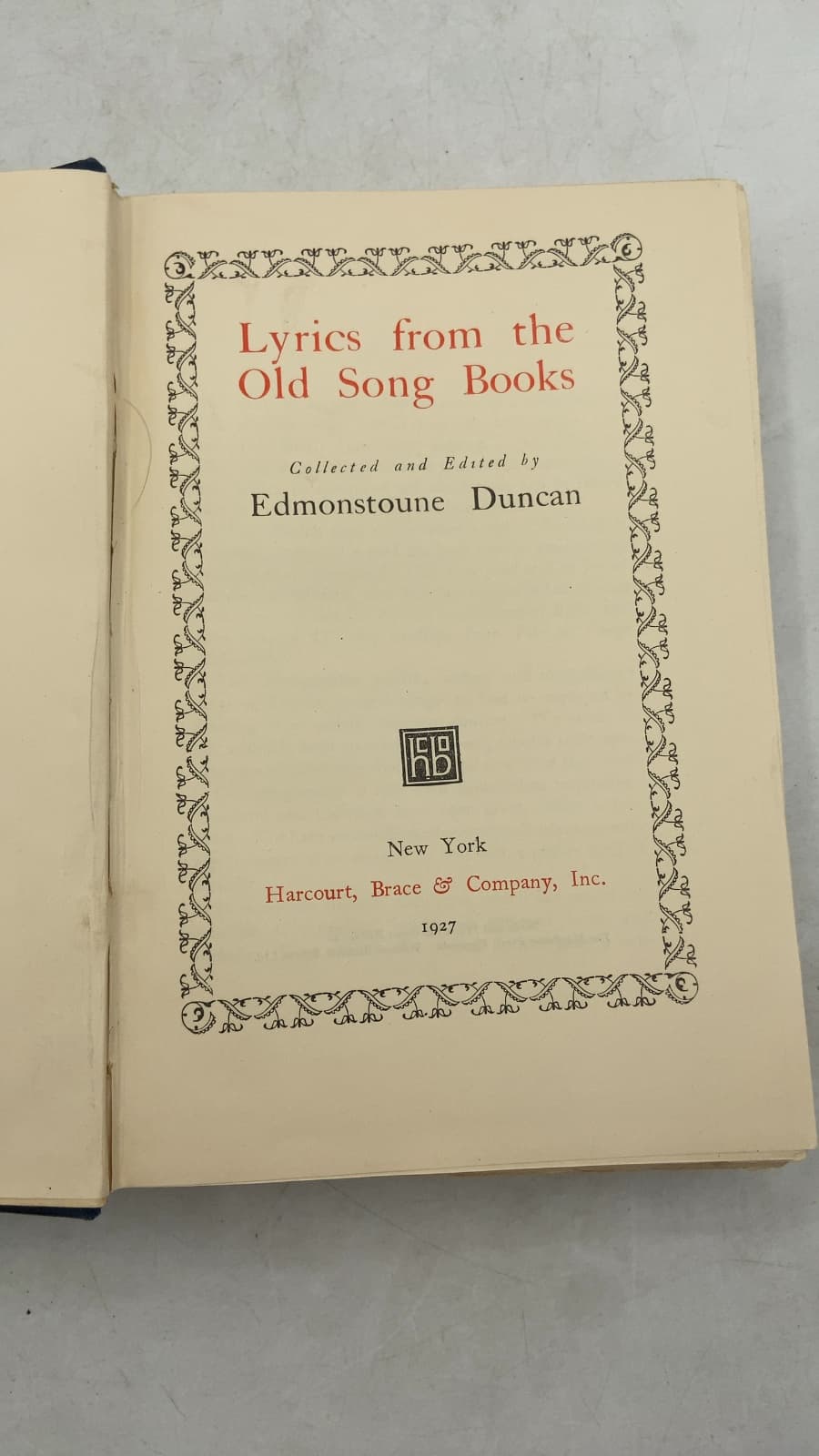 Lyrics from the Old Song Books by Edmonstoune Duncan - title page