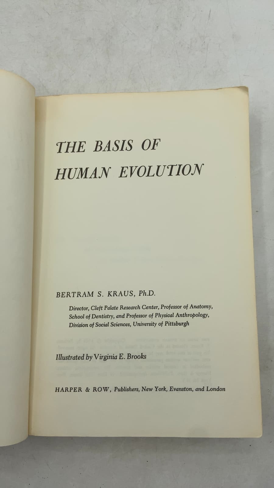 The Basis of Human Evolution by Bertram S. Kraus, Ph.D. - title page