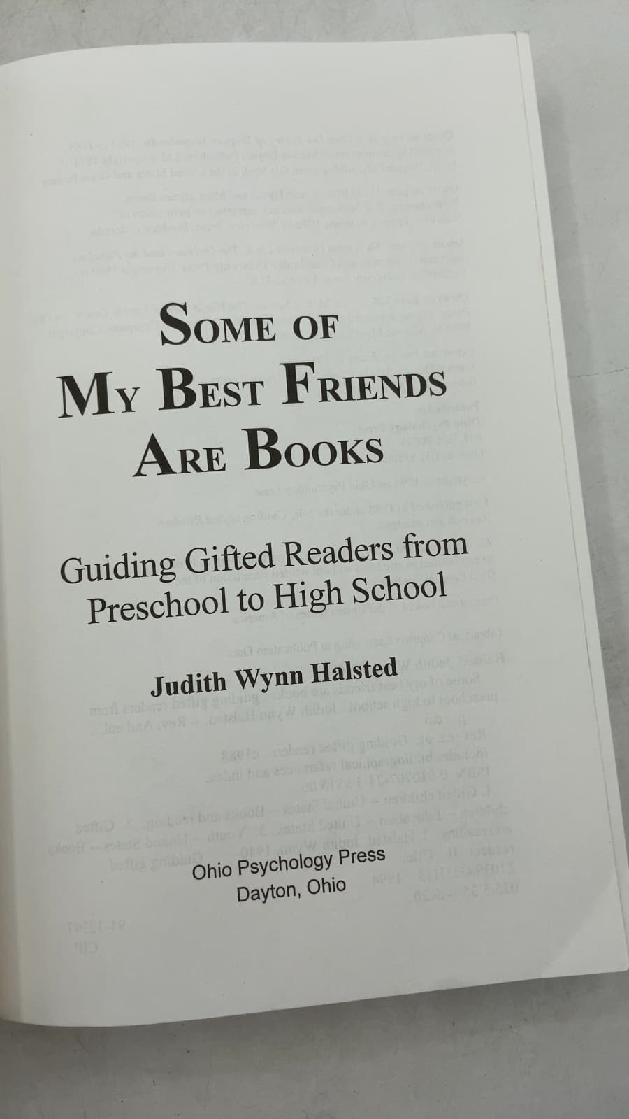 Some of My Best Friends Are Books: Guiding Gifted Readers from Preschool to High School by Judith Wynn Halsted - title page