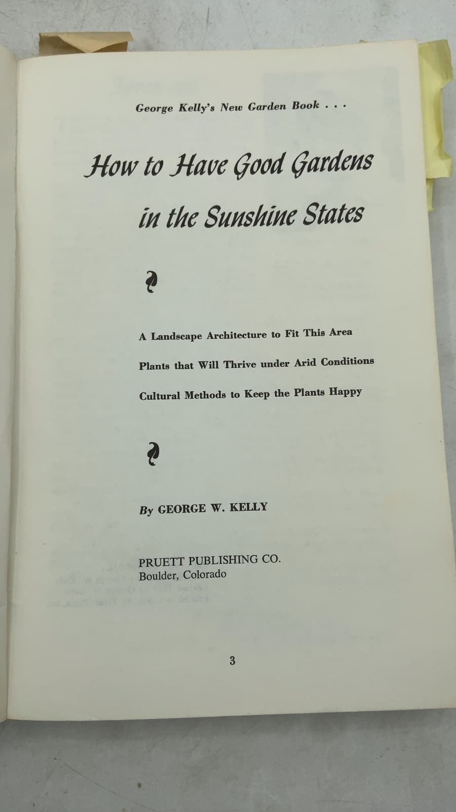 Rocky Mountain Horticulture: George Kelly's Garden Book by George W. Kelly - title page