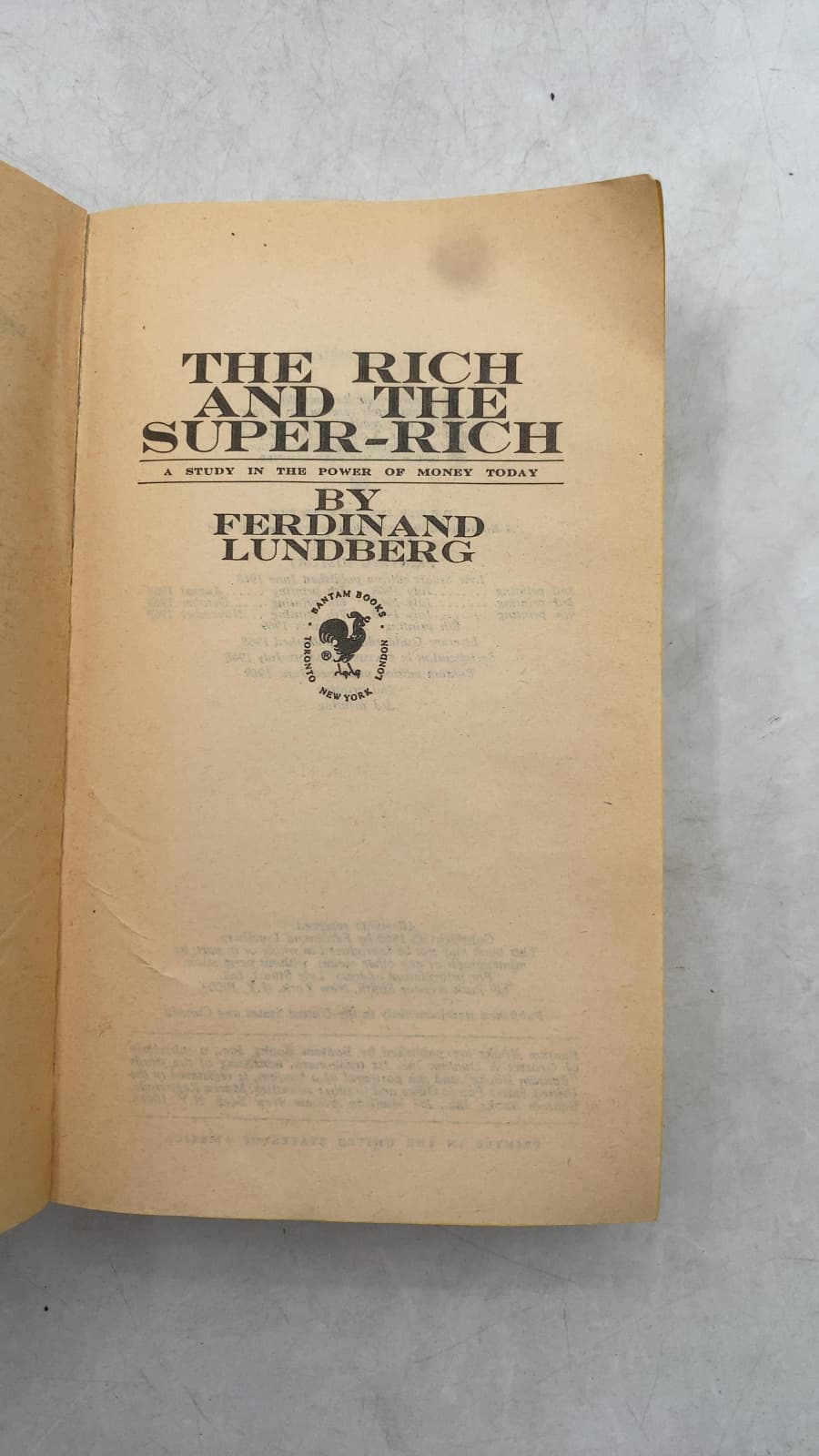 The Rich and the Super-Rich: A Study in the Power of Money Today by Ferdinand Lundberg - title page