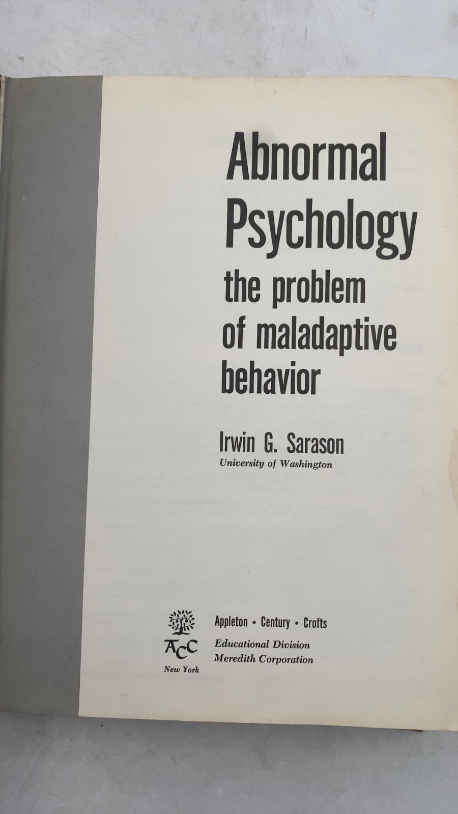 Abnormal Psychology: The Problem of Maladaptive Behavior by Irwin G. Sarason - title page