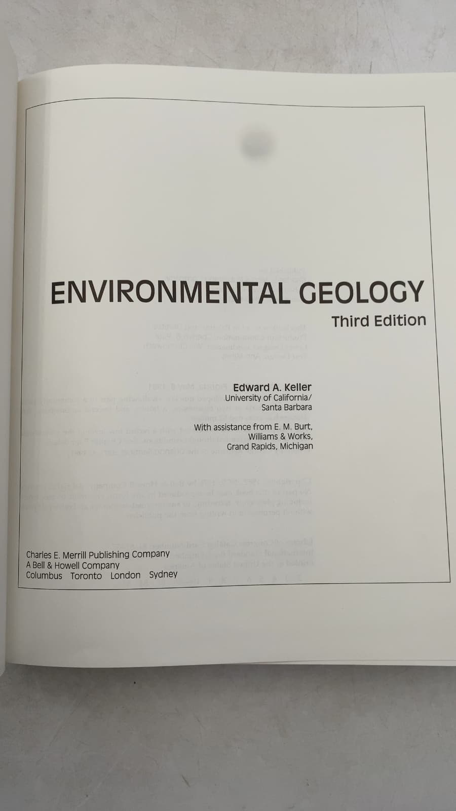 Environmental Geology, Third Edition by Edward A. Keller - title page