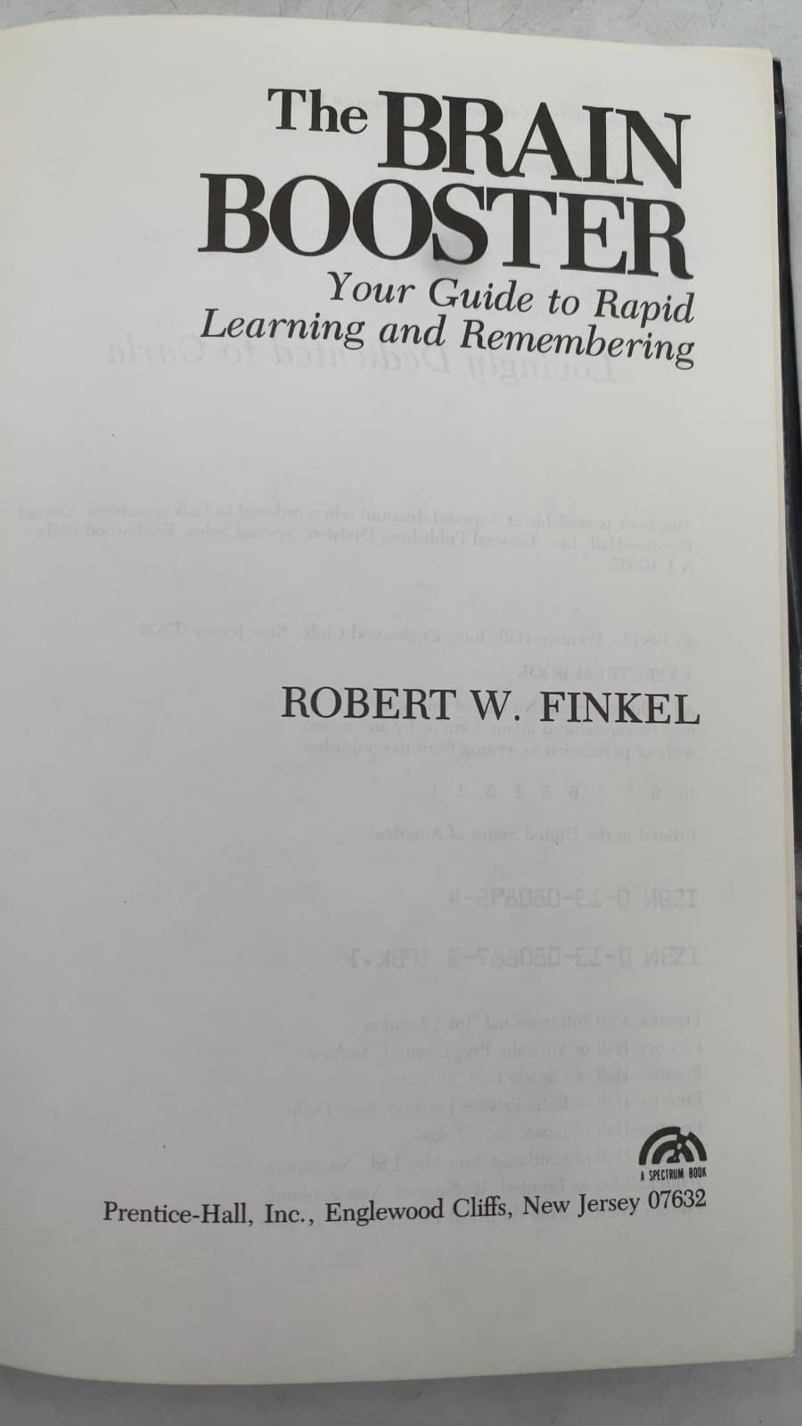 The Brain Booster: Your Guide to Rapid Learning and Remembering by Robert W. Finkel - title page