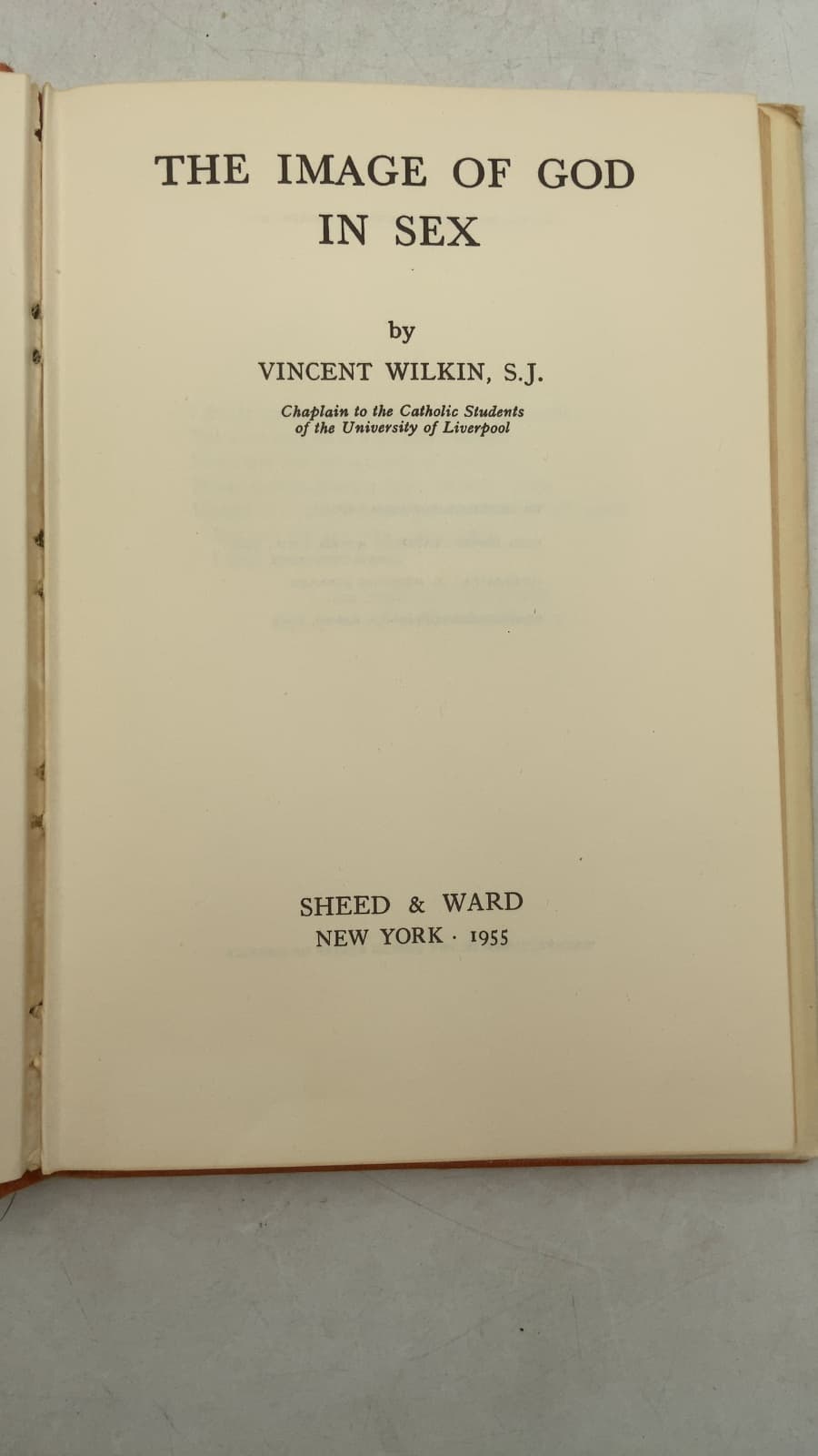 The Image of God in Sex by Vincent Wilkin, S.J. - title page