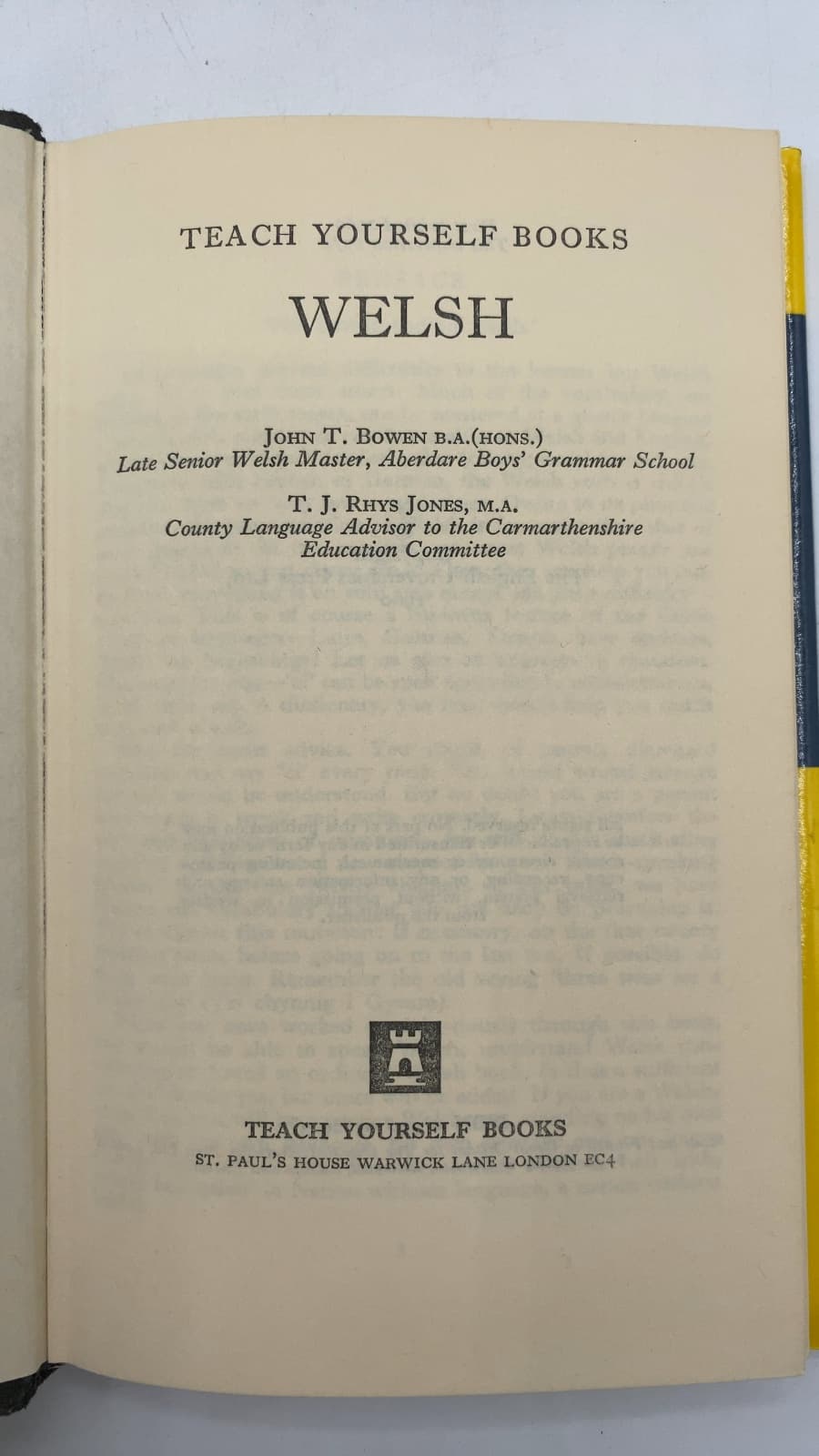 Welsh by John T. Bowen, T. J. Rhys Jones - title page