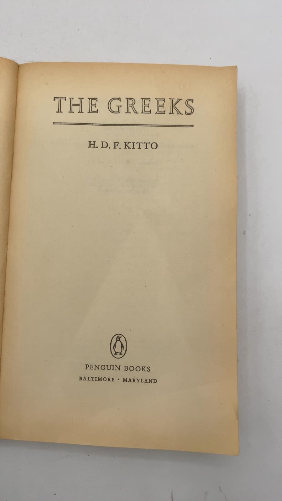 The Greeks by H. D. F. Kitto - title page