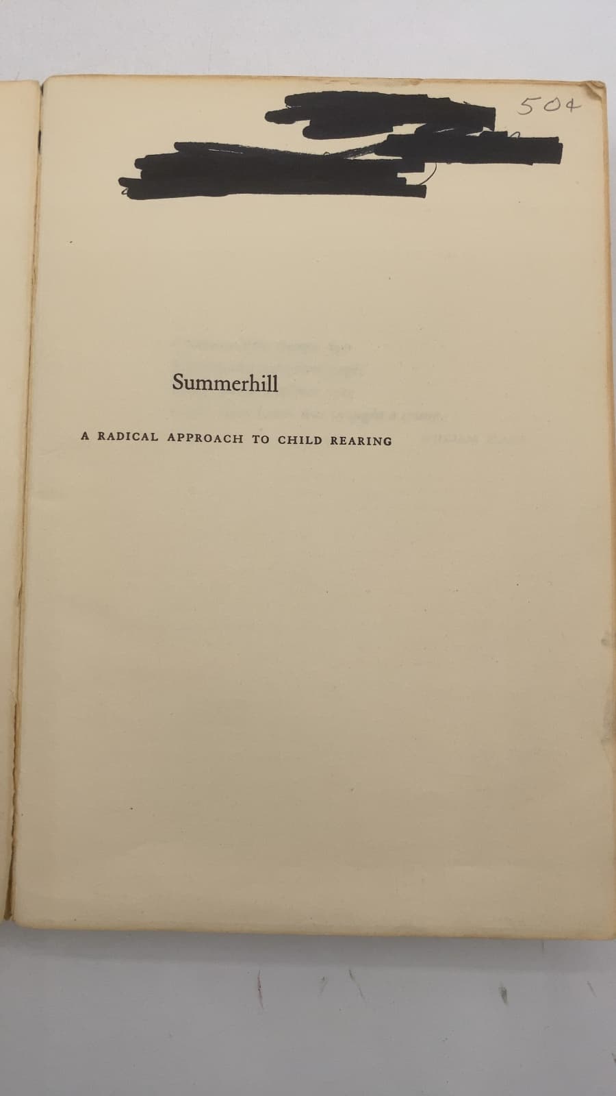 Summerhill: A Radical Approach to Child Rearing by A. S. Neill - title page