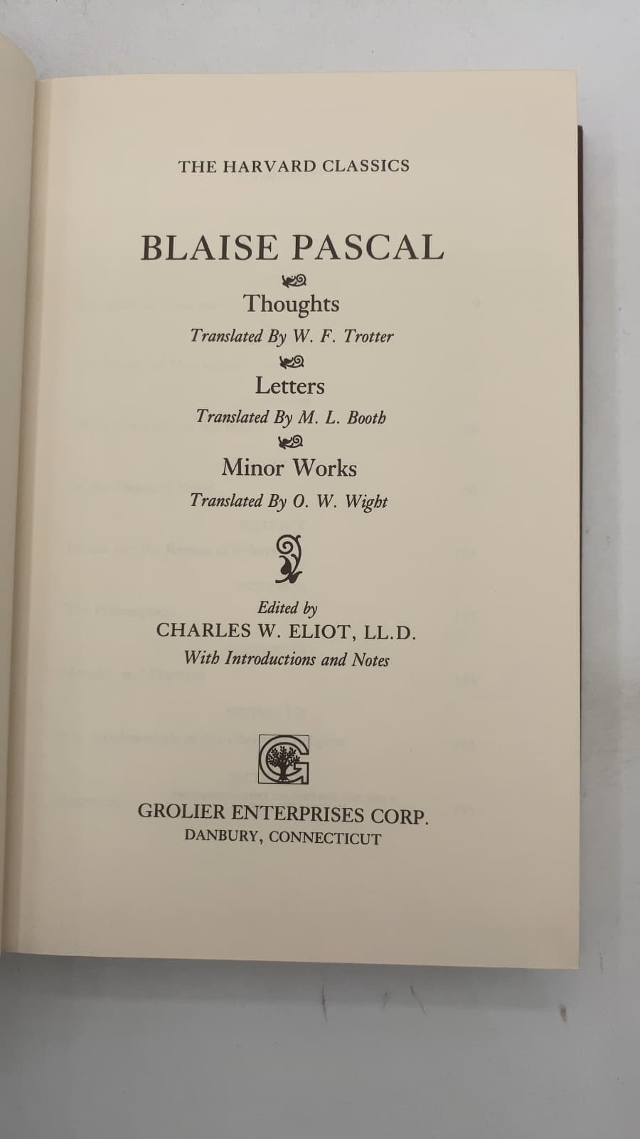 Blaise Pascal: Thoughts, Letters, Minor Works by Blaise Pascal - title page