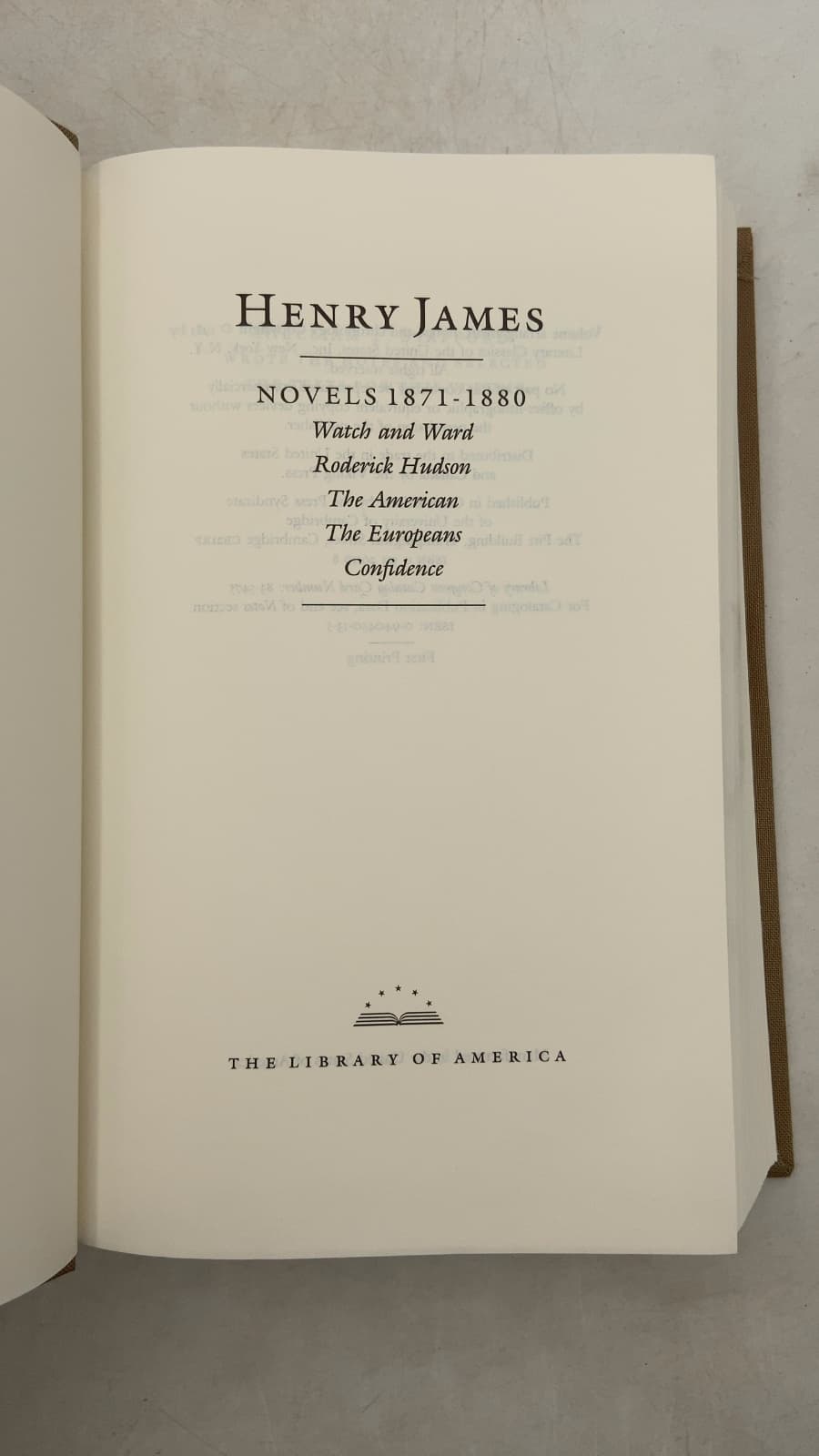 Henry James: Novels 1871-1880 by Henry James - title page