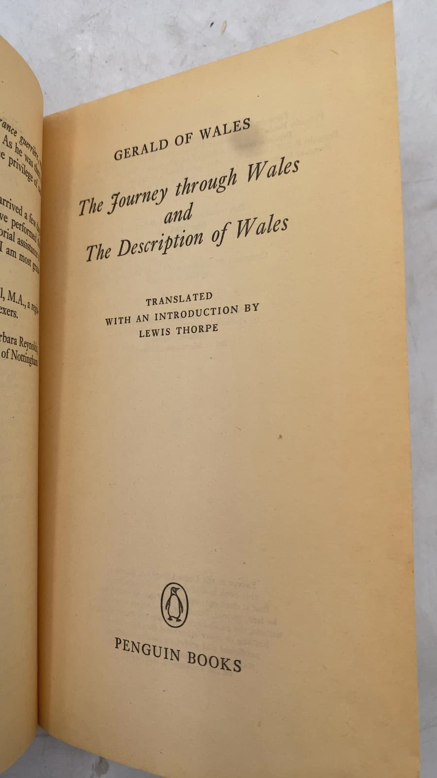 The Journey through Wales and The Description of Wales by Gerald of Wales - title page