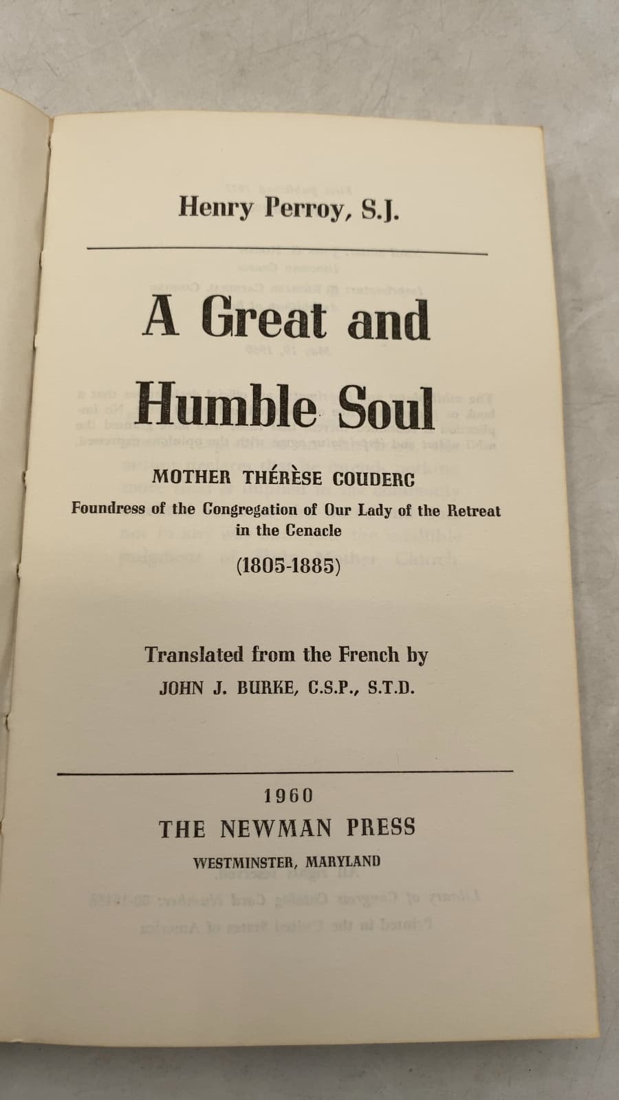 A Great and Humble Soul by Henry Perroy, S.J. - title page