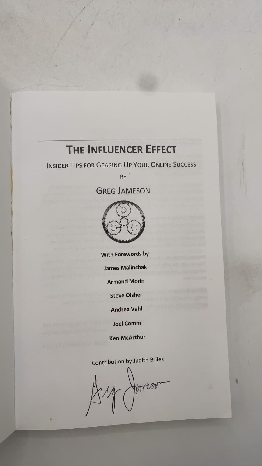 The Influencer Effect: Insider Tips for Gearing Up Your Online Success by Greg Jameson - title page