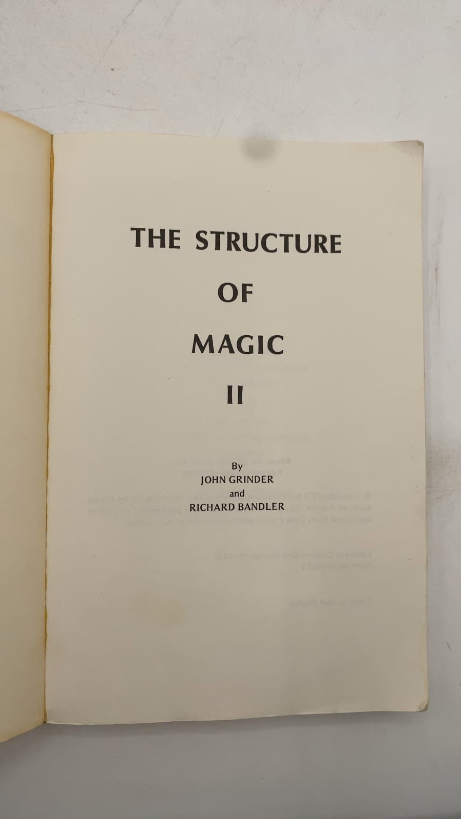 THE Structure OF Magic II by John Grinder and Richard Bandler - title page