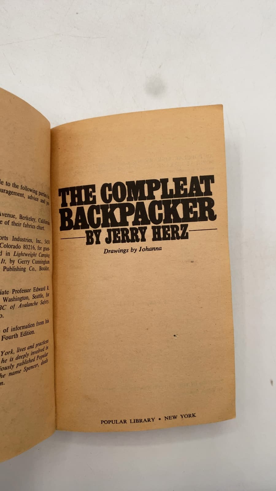 THE Compleat Backpacker by Jerry Herz - title page