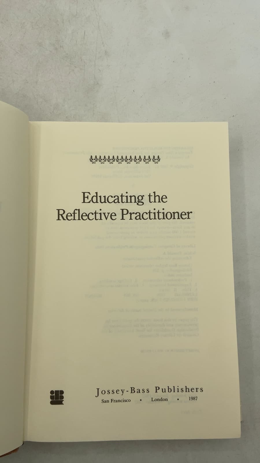 Educating the Reflective Practitioner by Donald A. Schön - title page