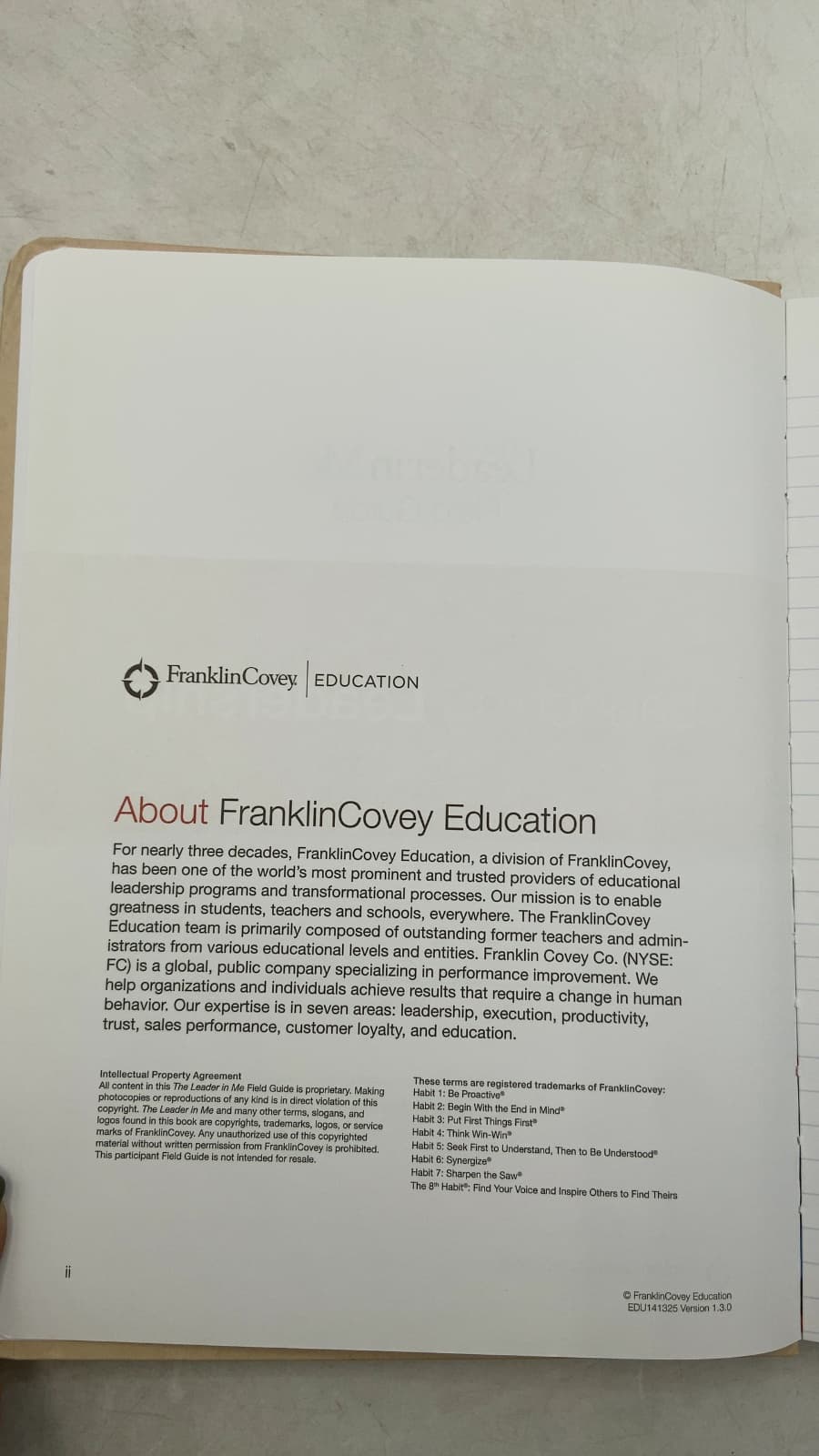 Field Guide: Launching Leadership by FranklinCovey Education - title page