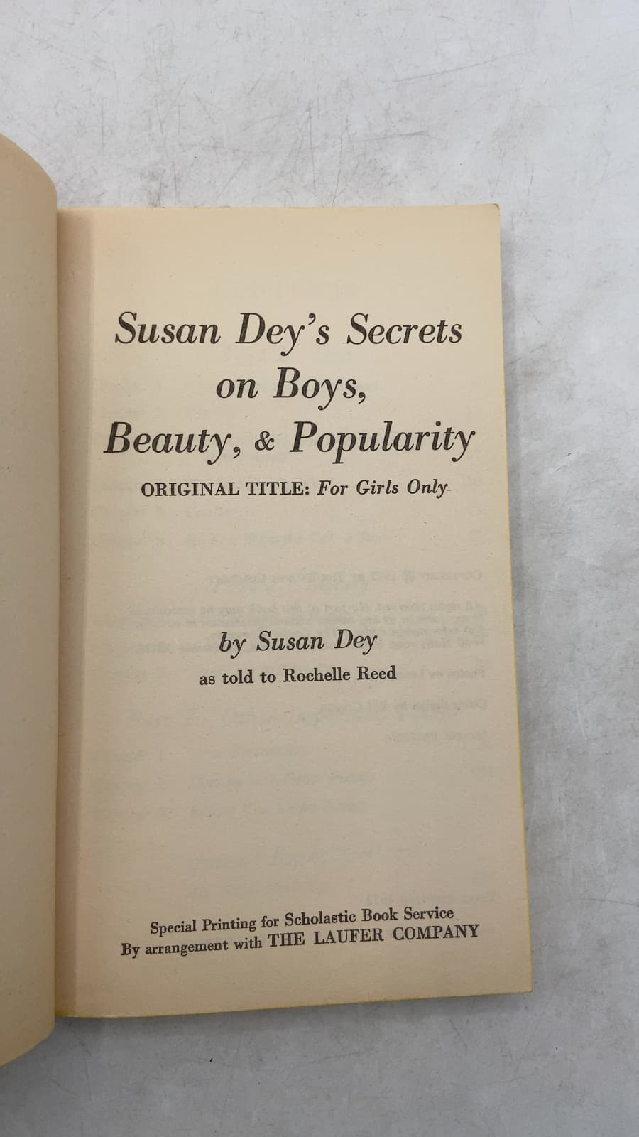 Susan Dey's Secrets on Boys, Beauty, & Popularity by Susan Dey as told to Rochelle Reed - title page