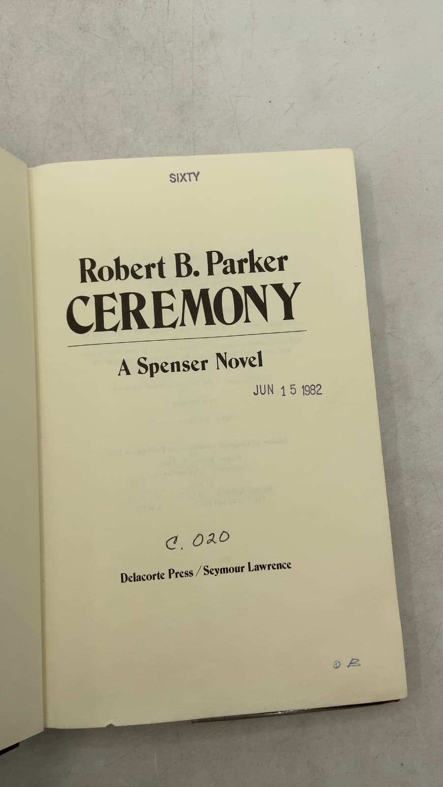 Ceremony by Robert B. Parker - title page