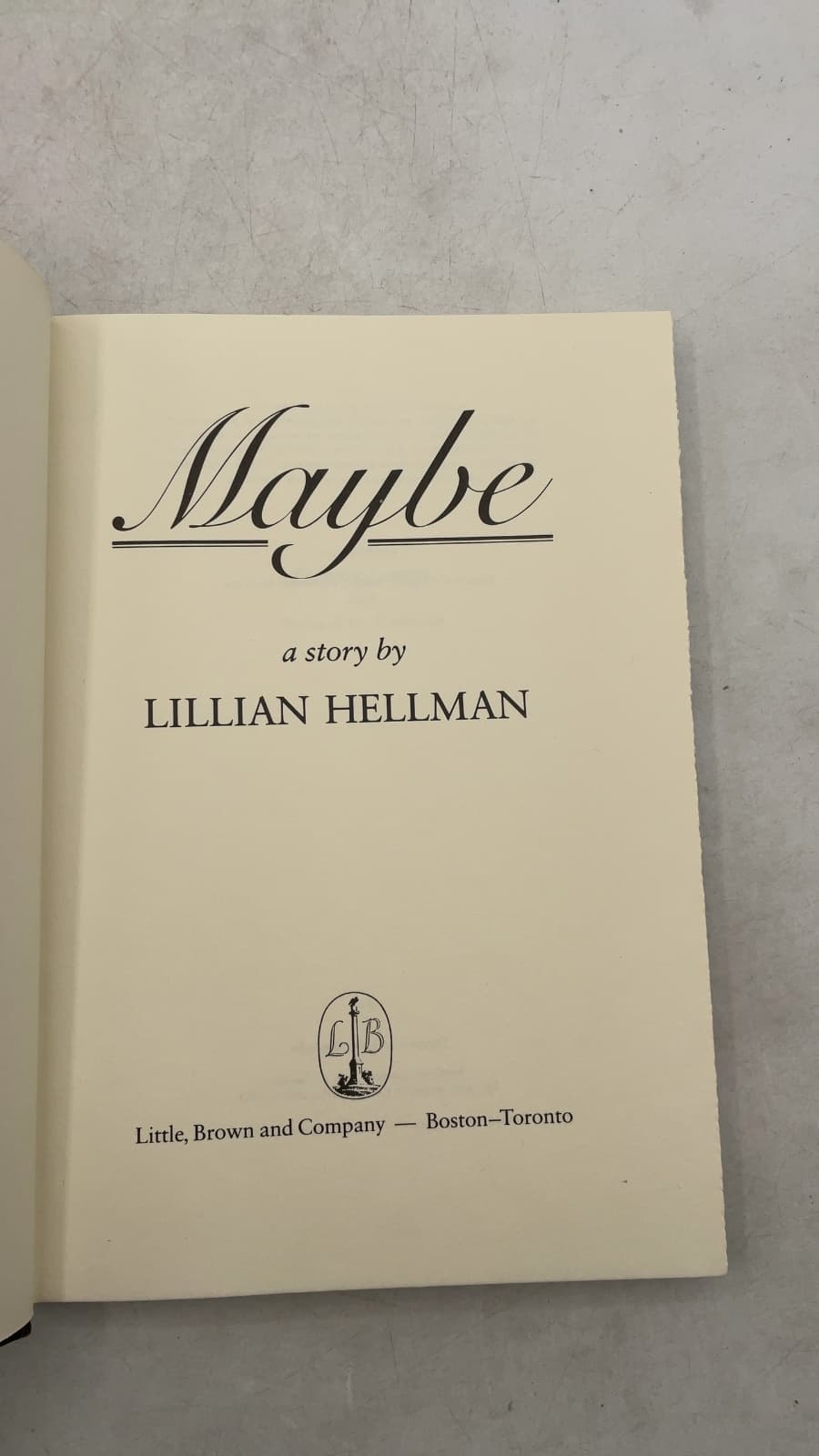 Maybe by Lillian Hellman - title page