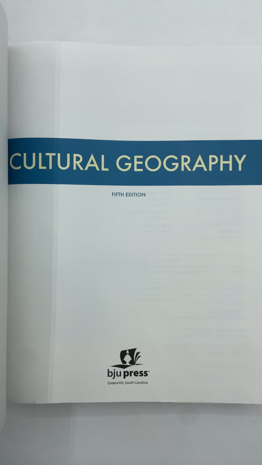 Cultural Geography by Dennis Bollinger, PhD - title page