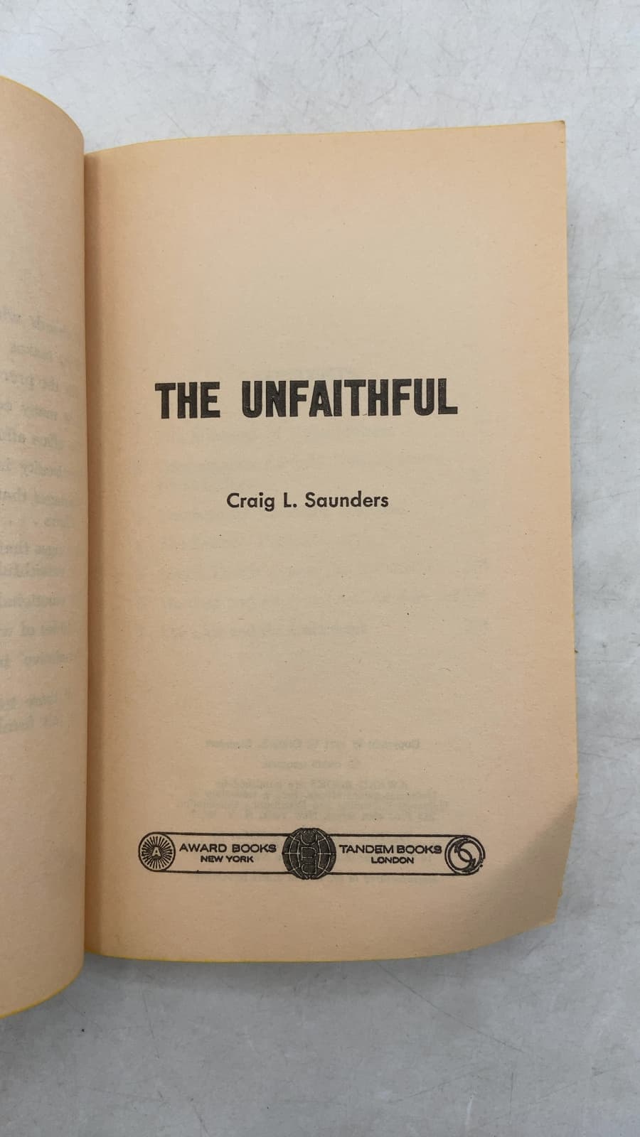THE Unfaithful by Craig L. Saunders - title page
