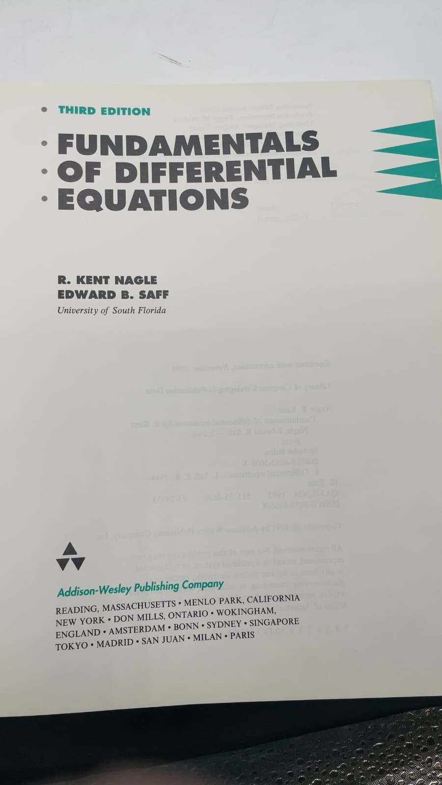 Fundamentals of Differential Equations by R. Kent Nagle, Edward B. Saff - additional view