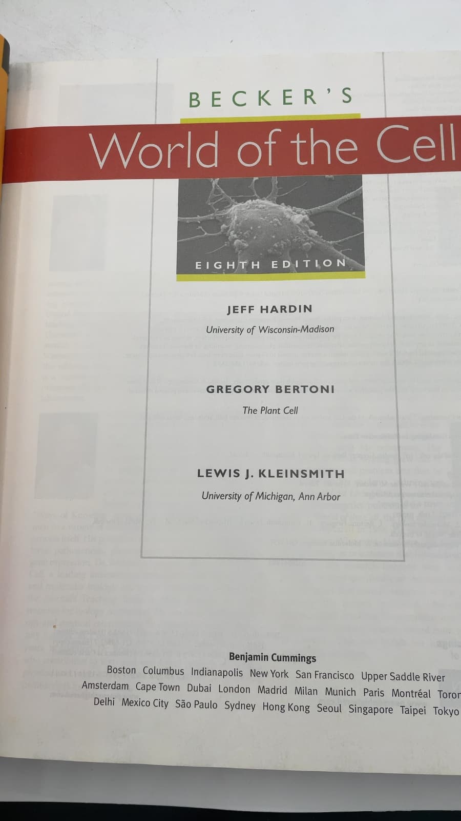 Becker's World of the Cell by Jeff Hardin, Gregory Bertoni, Lewis J. Kleinsmith - title page