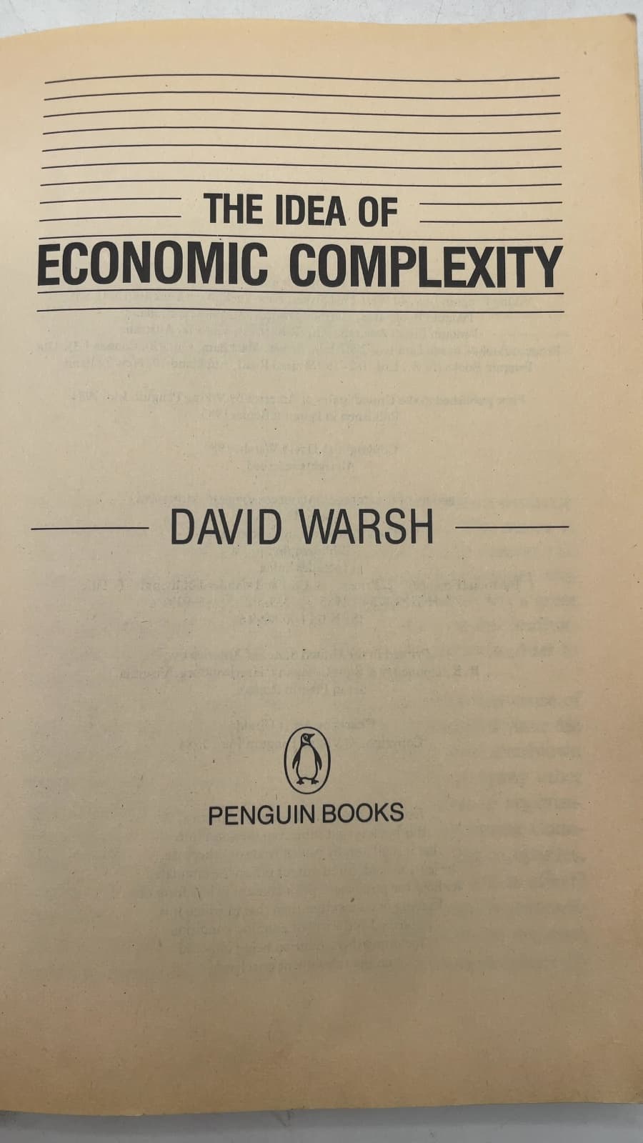 The Idea of Economic Complexity by David Warsh - title page