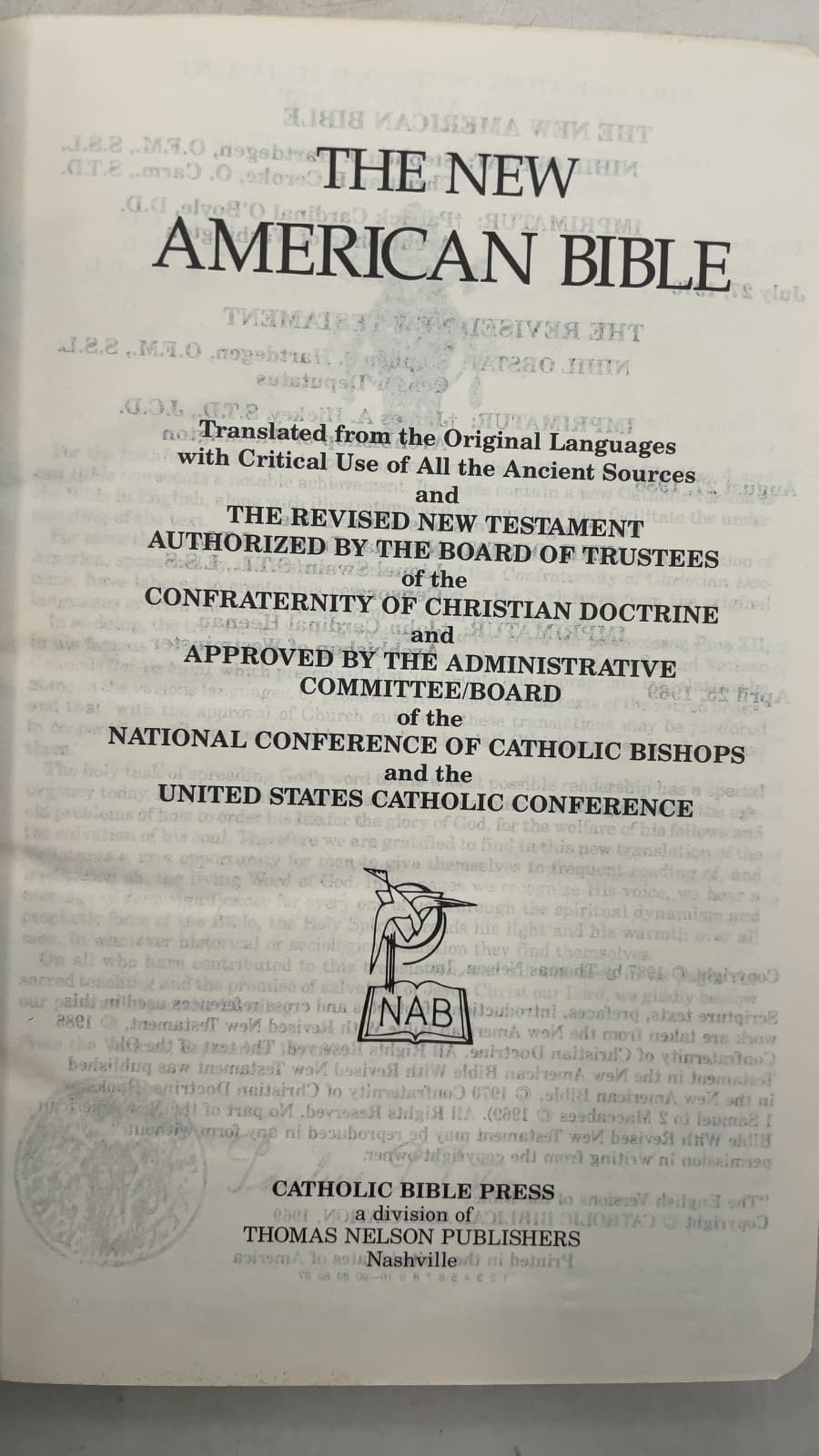 The New American Bible - additional view