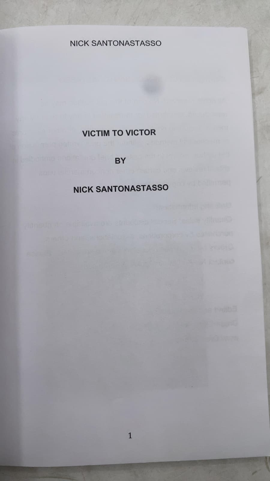 Victim to Victor by Nick Santonastasso - title page