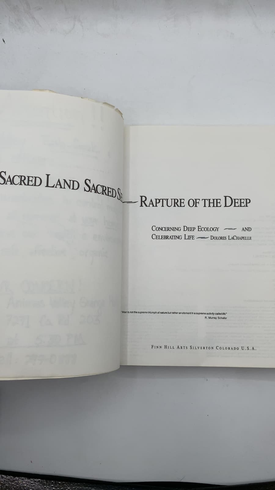 Sacred Land Sacred Sex Rapture of the Deep by Dolores LaChapelle - title page