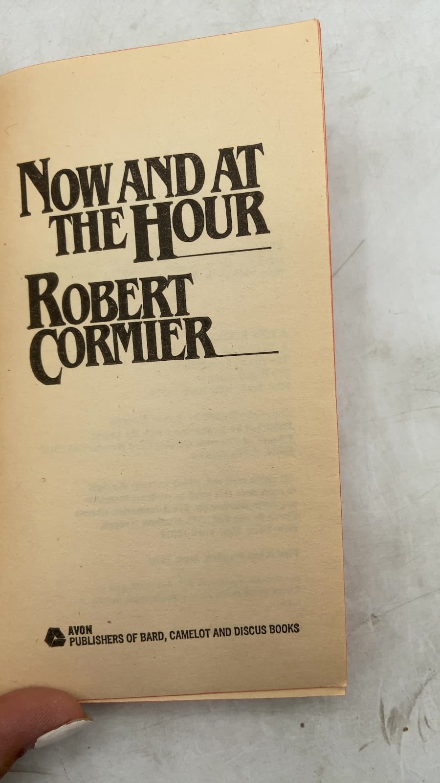 Now and at the Hour by Robert Cormier - title page