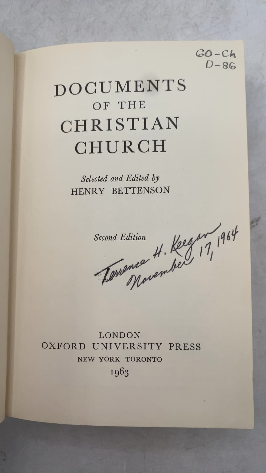 Documents OF THE Christian Church by Henry Bettenson - title page