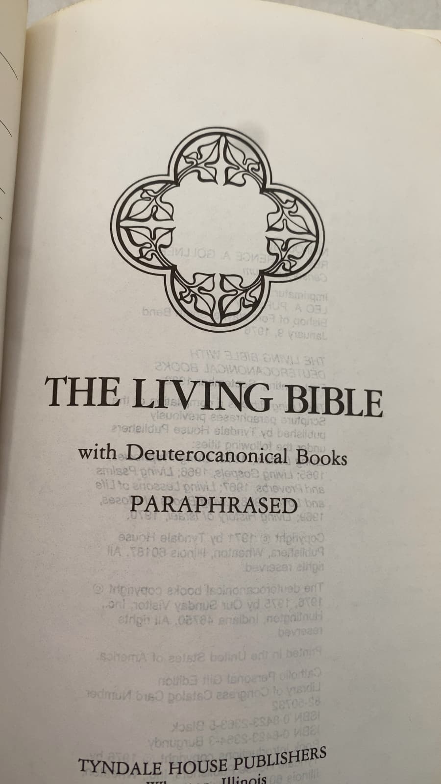 The Living Bible with Deuterocanonical Books, Paraphrased by Kenneth N. Taylor - title page