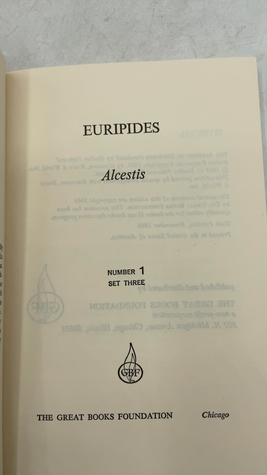 Junior Great Books, Set Three by Euripides, Francis Bacon, John Bunyan, William Makepeace Thackeray, Charles Darwin, Mark Twain - title page