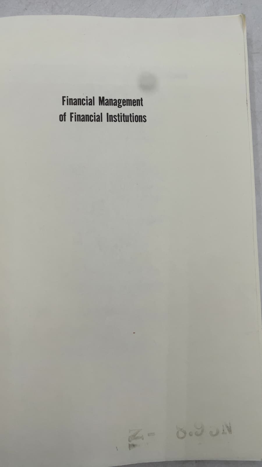 Financial Management of Financial Institutions by George H. Hempel and Jess B. Yawitz - title page