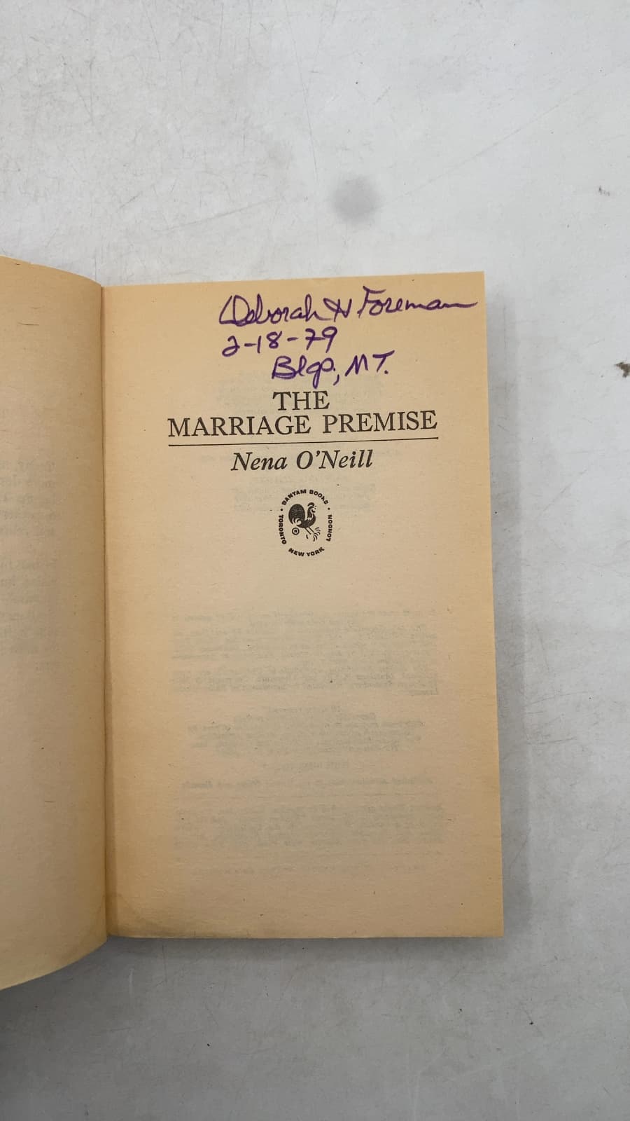 The Marriage Premise by Nena O'Neill - title page