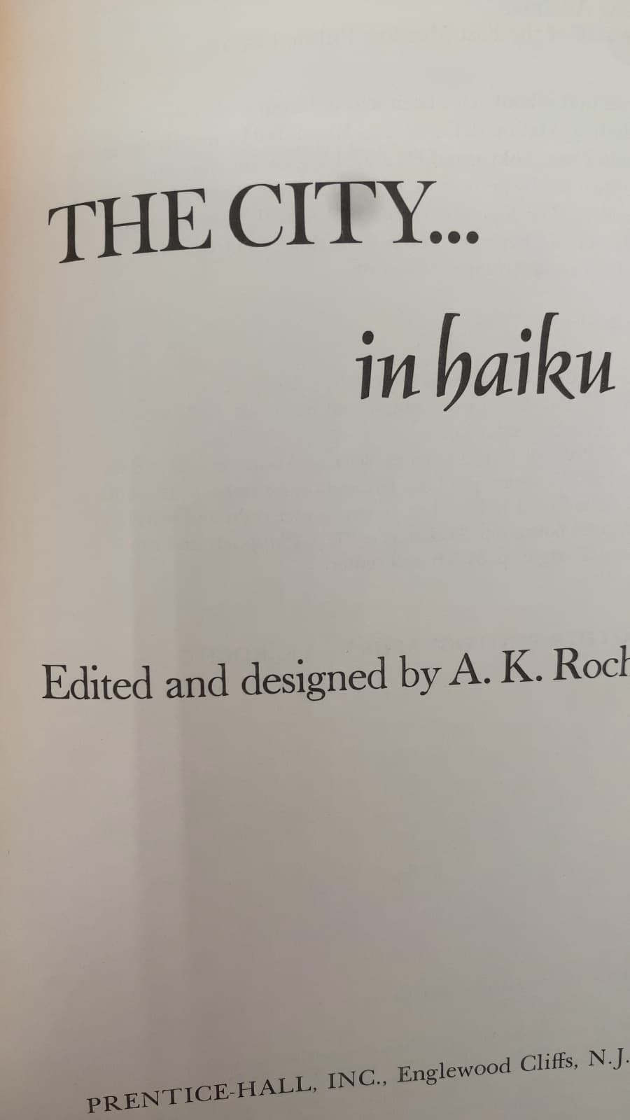 THE CITY... in haiku by A. K. Roche - title page